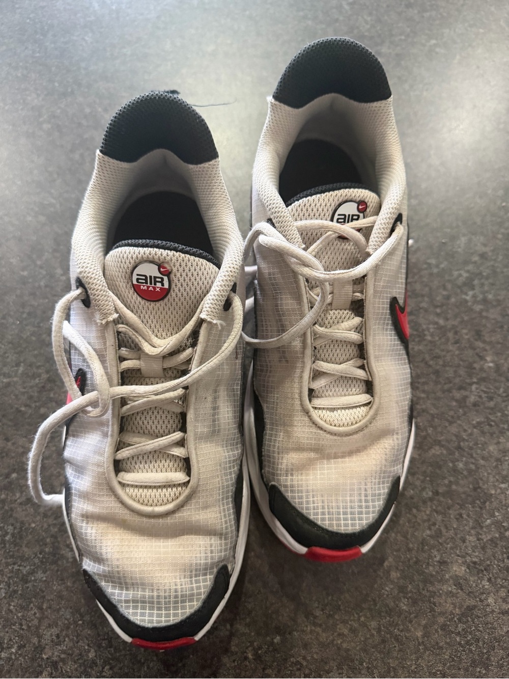 Nike Kids White Sneakers with Black and Red Accents